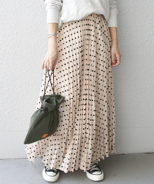 SHIPS any: フロッキー ドット ロング プリーツ スカート