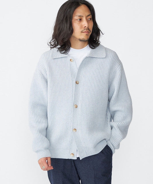 SHIPS: SOLOTEX(R) 畔編み ポロ ニット カーディガン