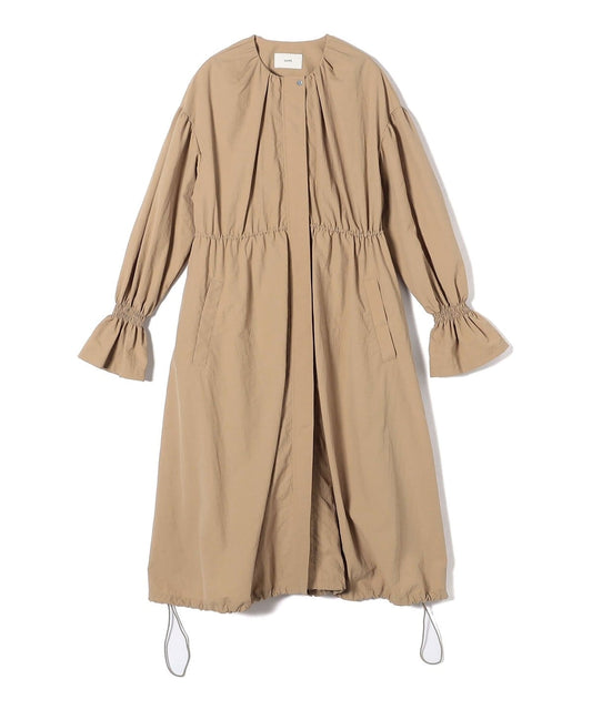 〈撥水加工/手洗い可能〉裾 ドロスト ノーカラー ロング コート 24SS