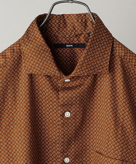 SHIPS: セミワイドカラー プリント シャツ