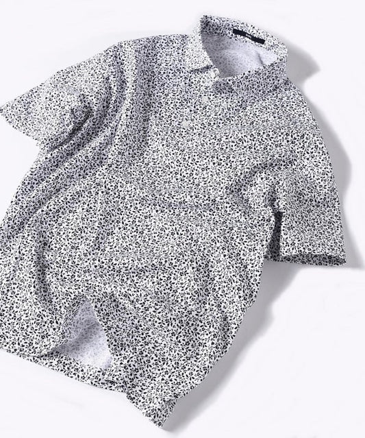 SHIPS: COOLMAX(R) フラワープリント ワイドカラー ポロシャツ