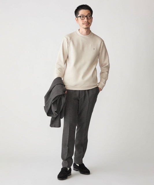 【WEB限定】SHIPS: テレワーク ビズ ワンポイントロゴ ハイゲージ ダブルニット スウェット