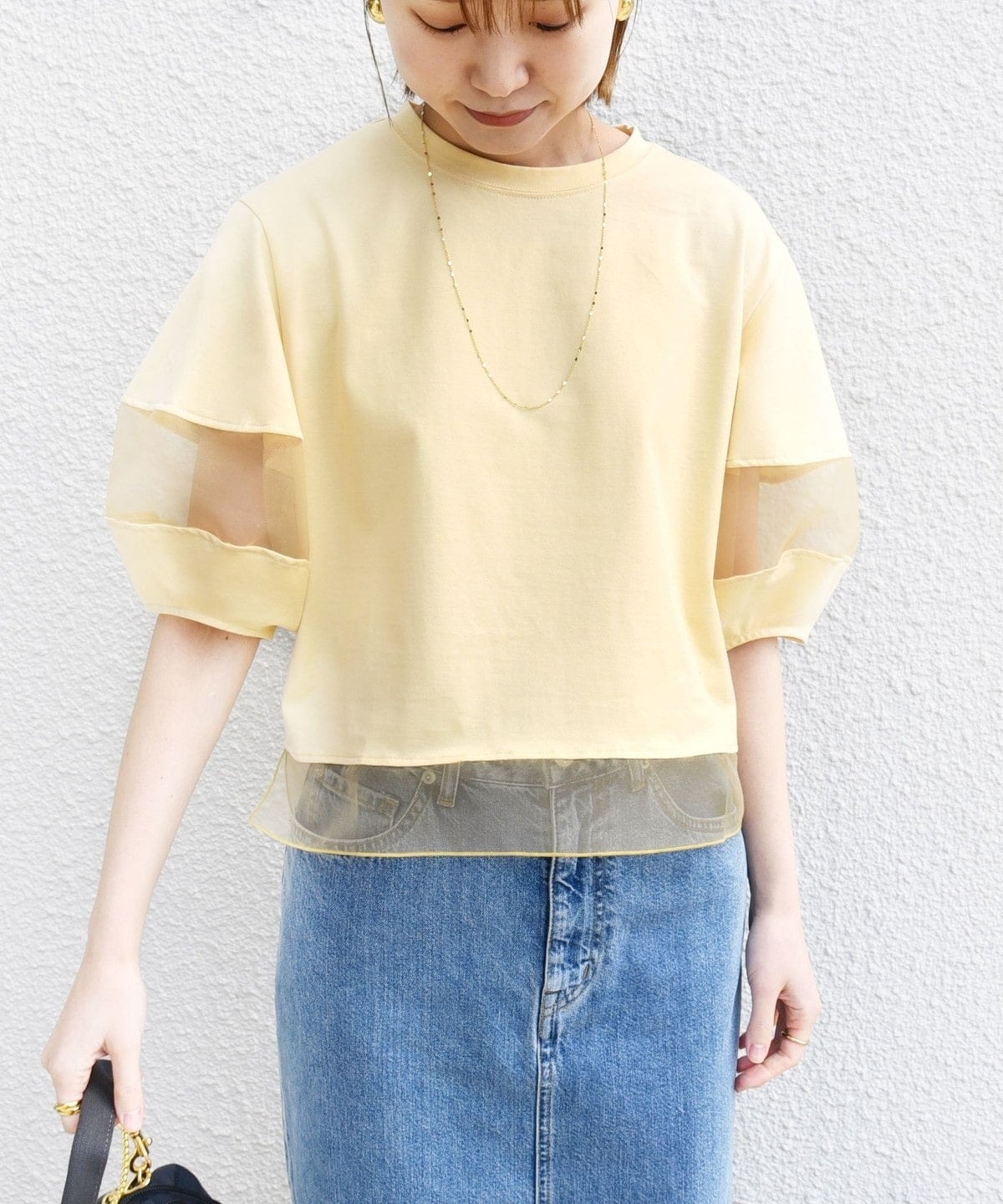 【WEB限定】〈手洗い可能〉シアー コンビ プルオーバー