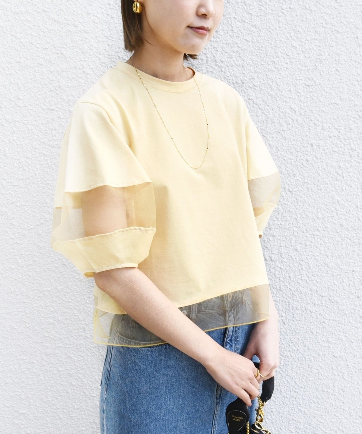 【WEB限定】〈手洗い可能〉シアー コンビ プルオーバー