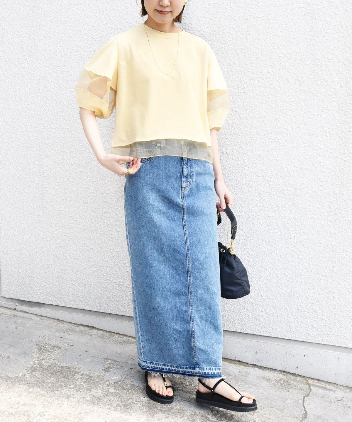 【WEB限定】〈手洗い可能〉シアー コンビ プルオーバー