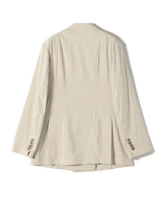 SHIPS Primary Navy Label:麻混 ストライプ ストレッチ ダブル ジャケット