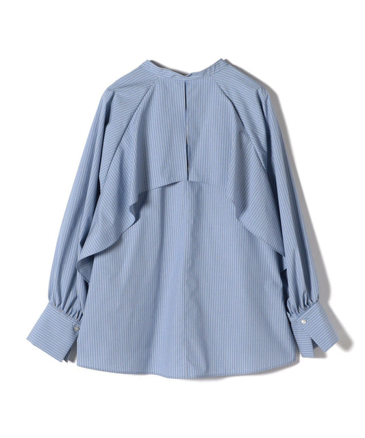 〈UVカット/手洗い可能〉ストライプ バック ラッフル ブラウス 24SS
