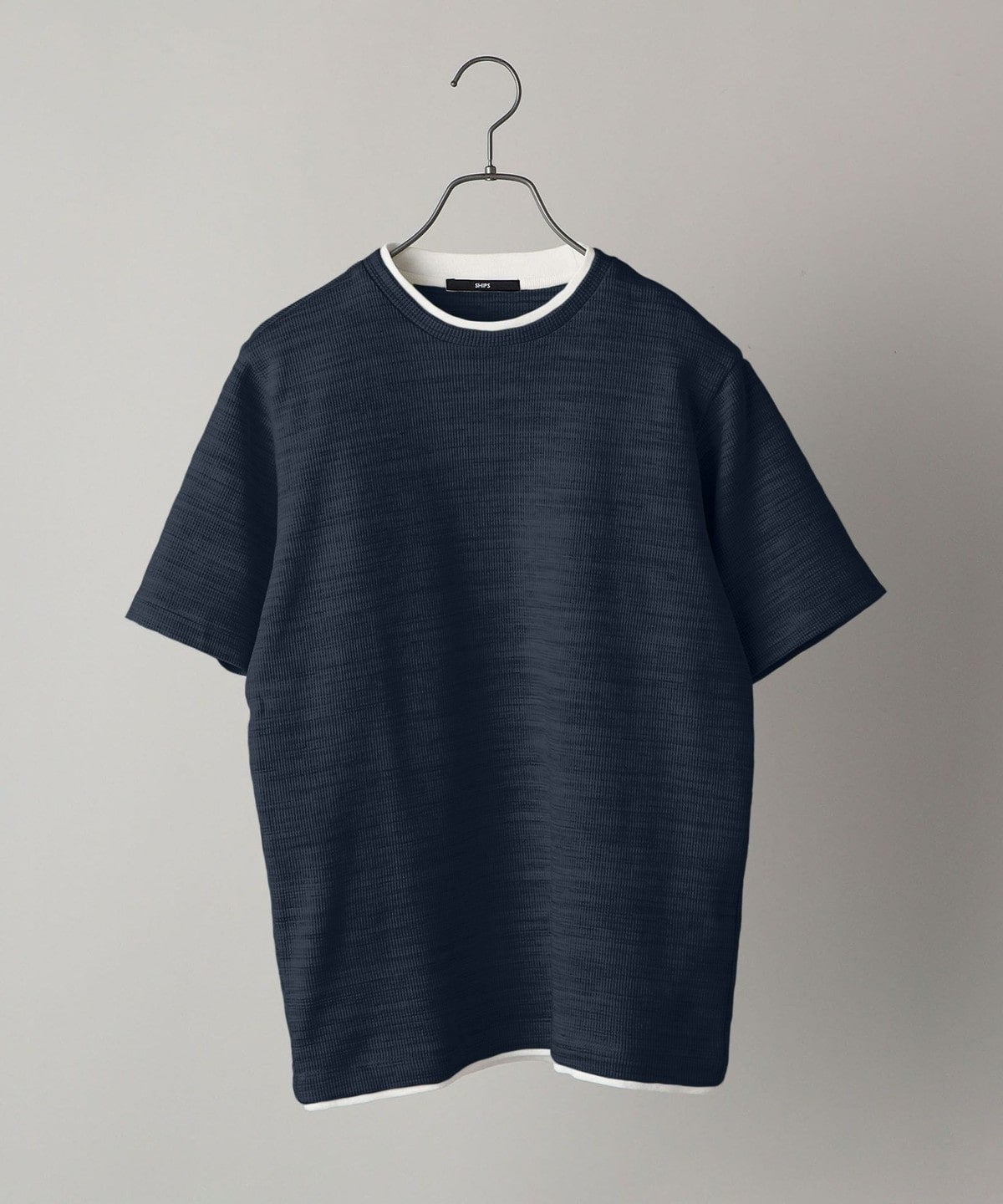 SHIPS: ワッフル フェイクレイヤード クルーネック Tシャツ