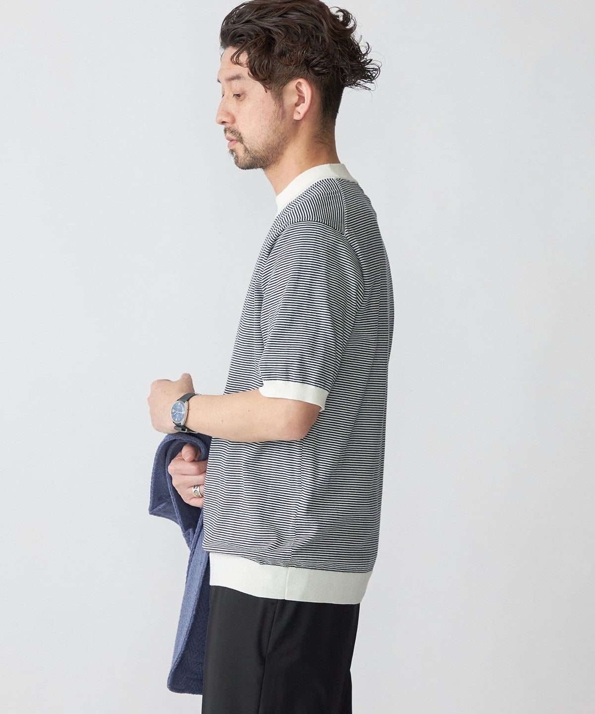 SHIPS: CORDURA(R) TEXBRID(R) モックネック ニット Tシャツ