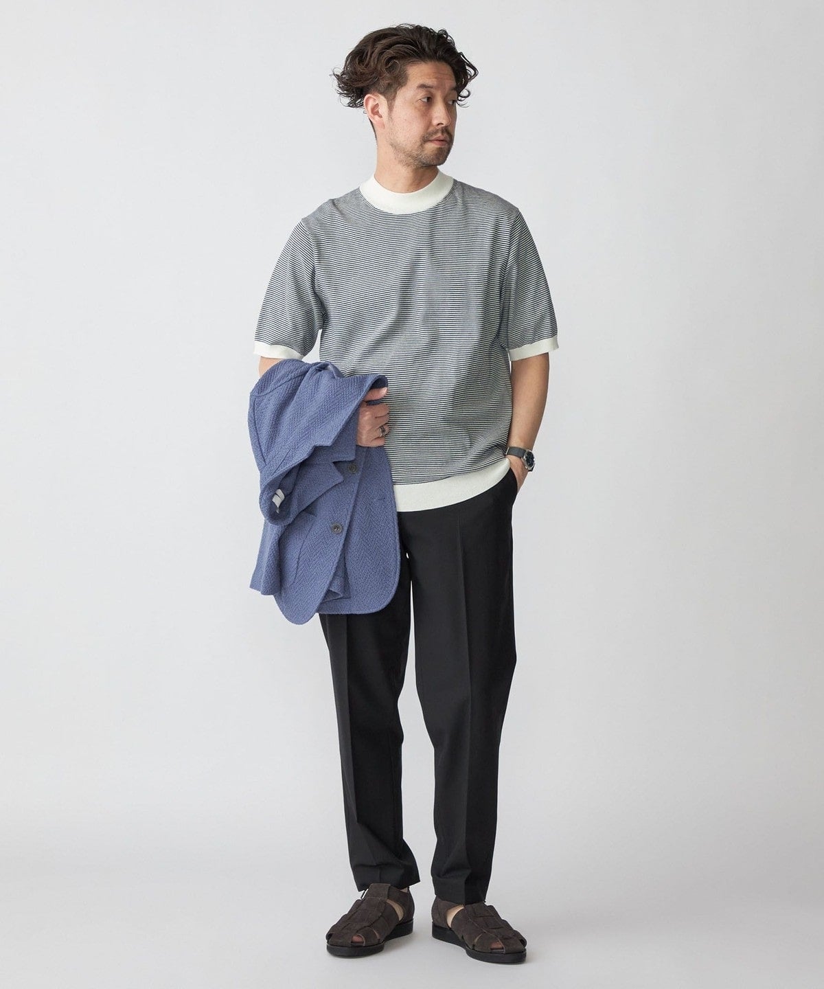 SHIPS: CORDURA(R) TEXBRID(R) モックネック ニット Tシャツ