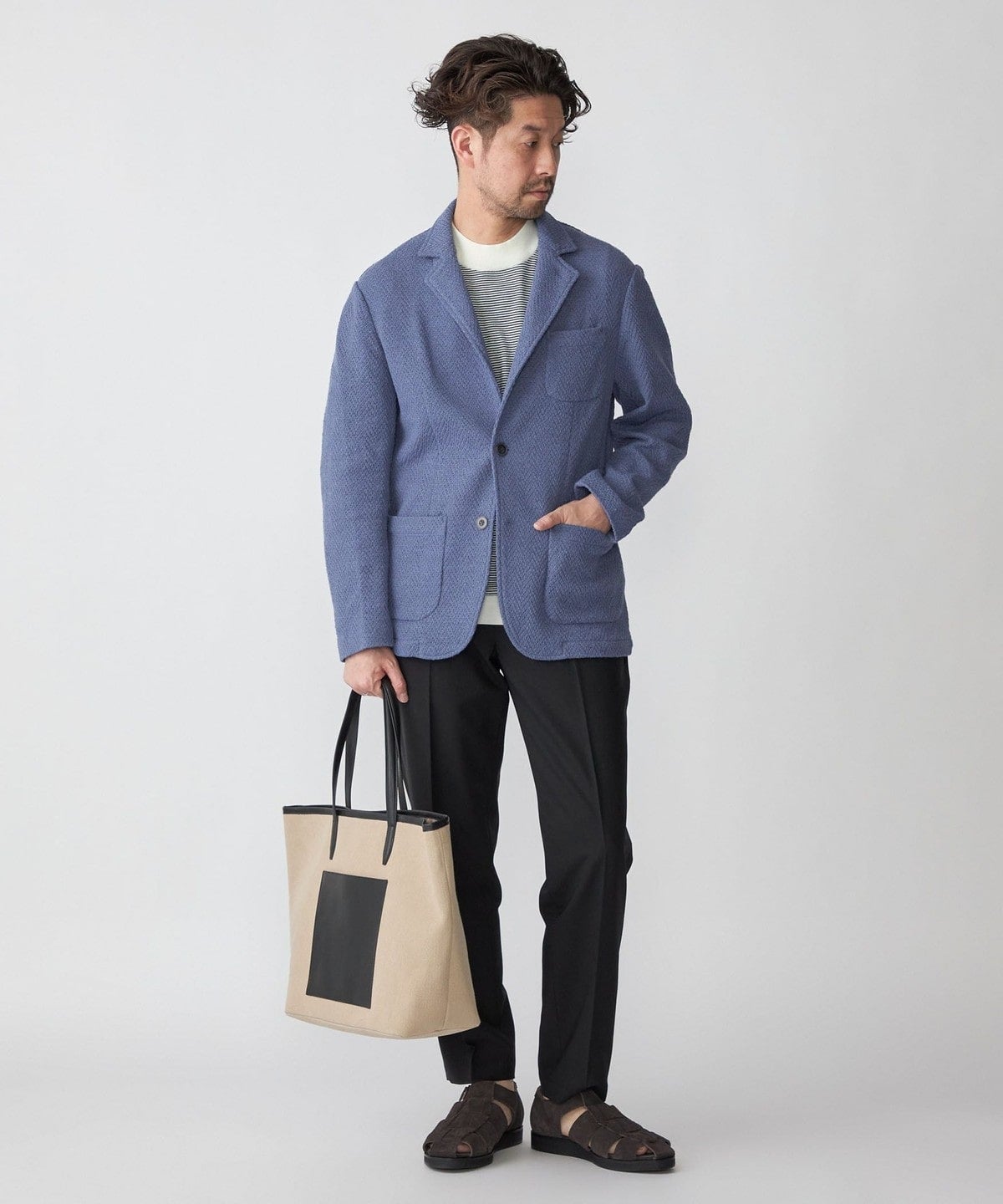 SHIPS: CORDURA(R) TEXBRID(R) モックネック ニット Tシャツ