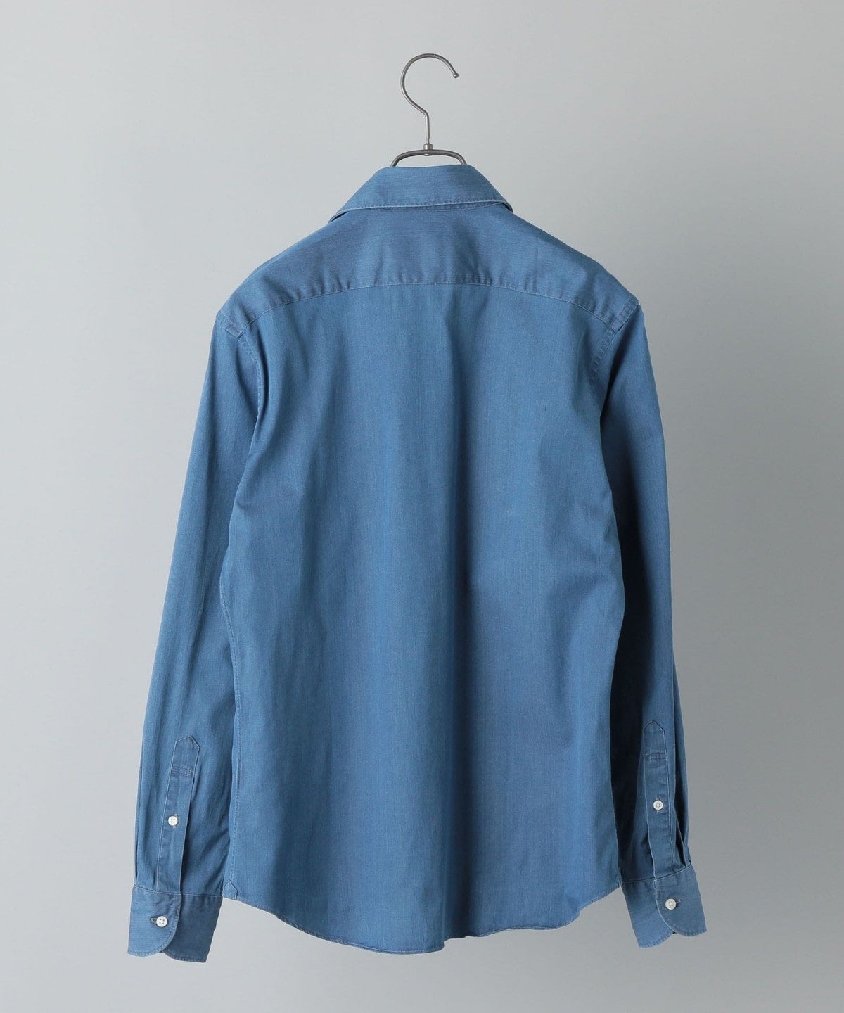 SHIPS:JAPAN FABRIC ウォッシュド ストレッチ インディゴ ワイド カラー