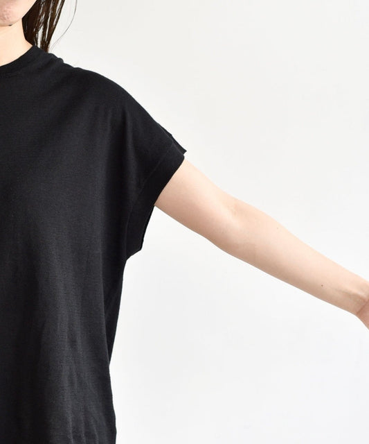 SHIPS any:〈手洗い可能〉リネン ミックス フレンチスリーブ ニット プルオーバー