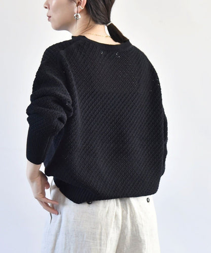 quaranciel:〈手洗い可能〉アイレット スキッパー レースアップ プルオーバー