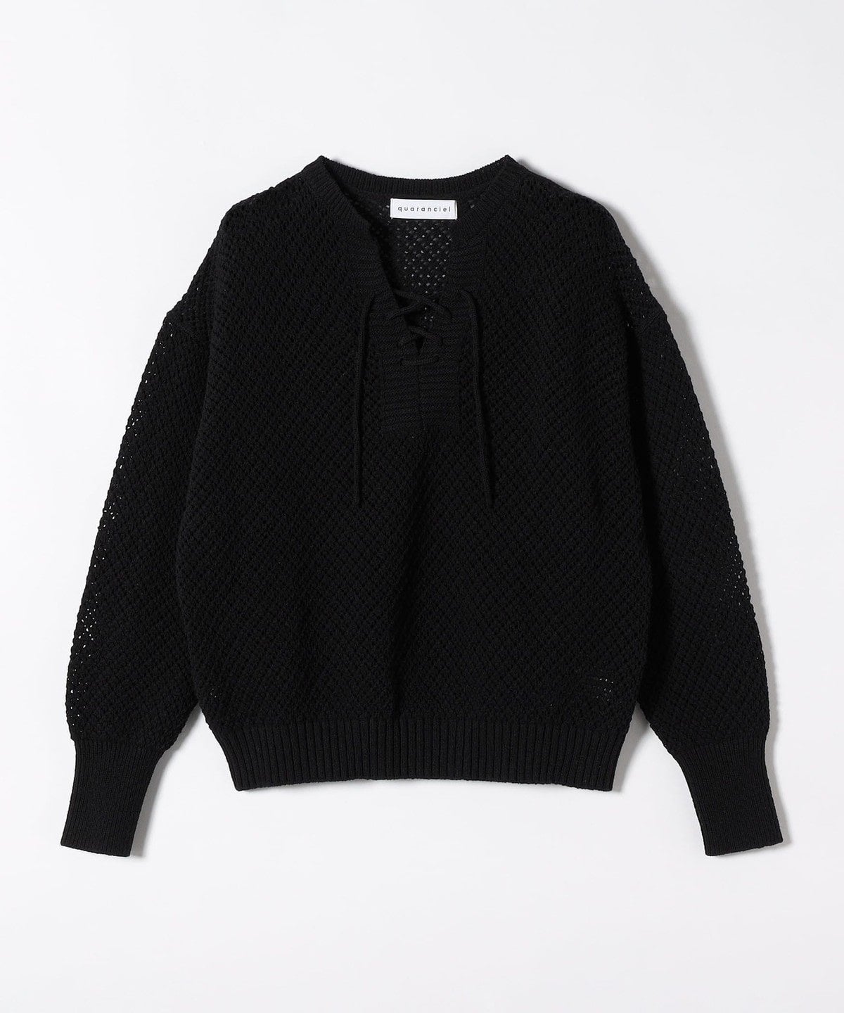 quaranciel:〈手洗い可能〉アイレット スキッパー レースアップ プルオーバー
