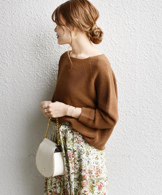 【手洗い可能】リネンポリエステルニットプルオーバー