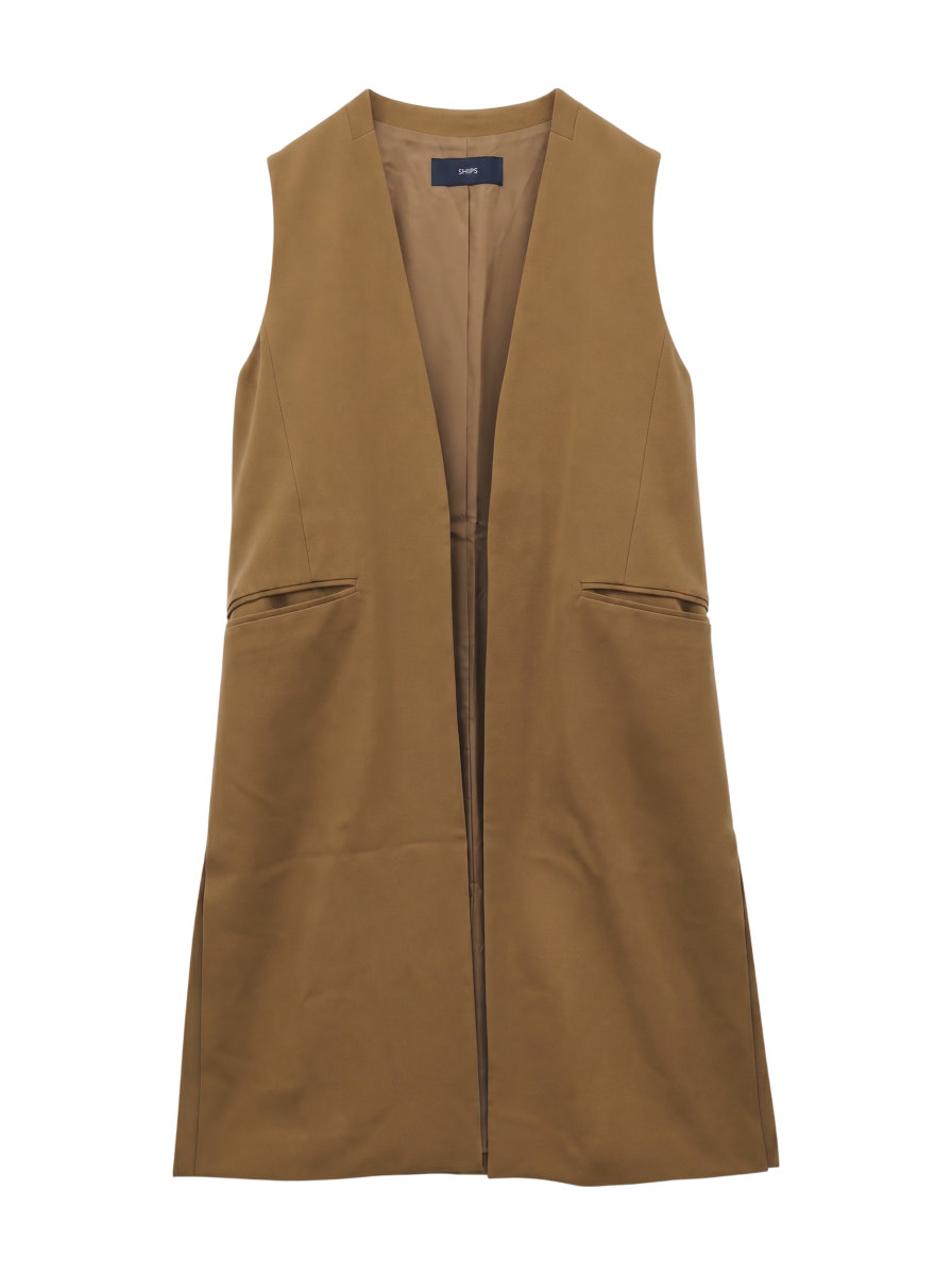 SHIPS:NO/LAPEL LONG VEST