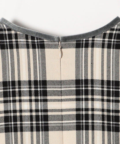 SHIPS any:〈ウォッシャブル〉チェック パイピング パフ スリーブ ワンピース