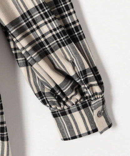 SHIPS any:〈ウォッシャブル〉チェック パイピング パフ スリーブ ワンピース