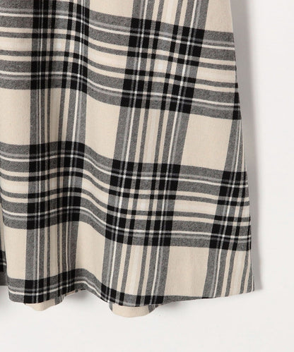 SHIPS any:〈ウォッシャブル〉チェック パイピング パフ スリーブ ワンピース