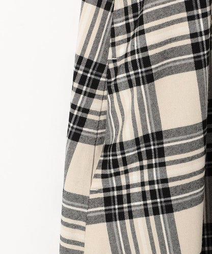 SHIPS any:〈ウォッシャブル〉チェック パイピング パフ スリーブ ワンピース