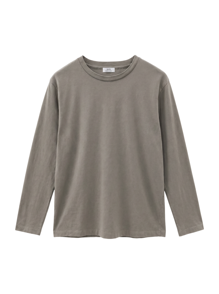 SHIPS: 抗菌・防臭 NANO-FINE(R) ハイゲージ クルーネック Tシャツ (ロンT)