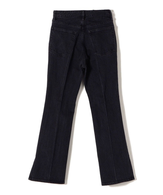 0 x ones:ブラックデニムフレアへムパンツ