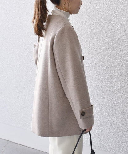 SUPER140ノーカラーAラインPコート