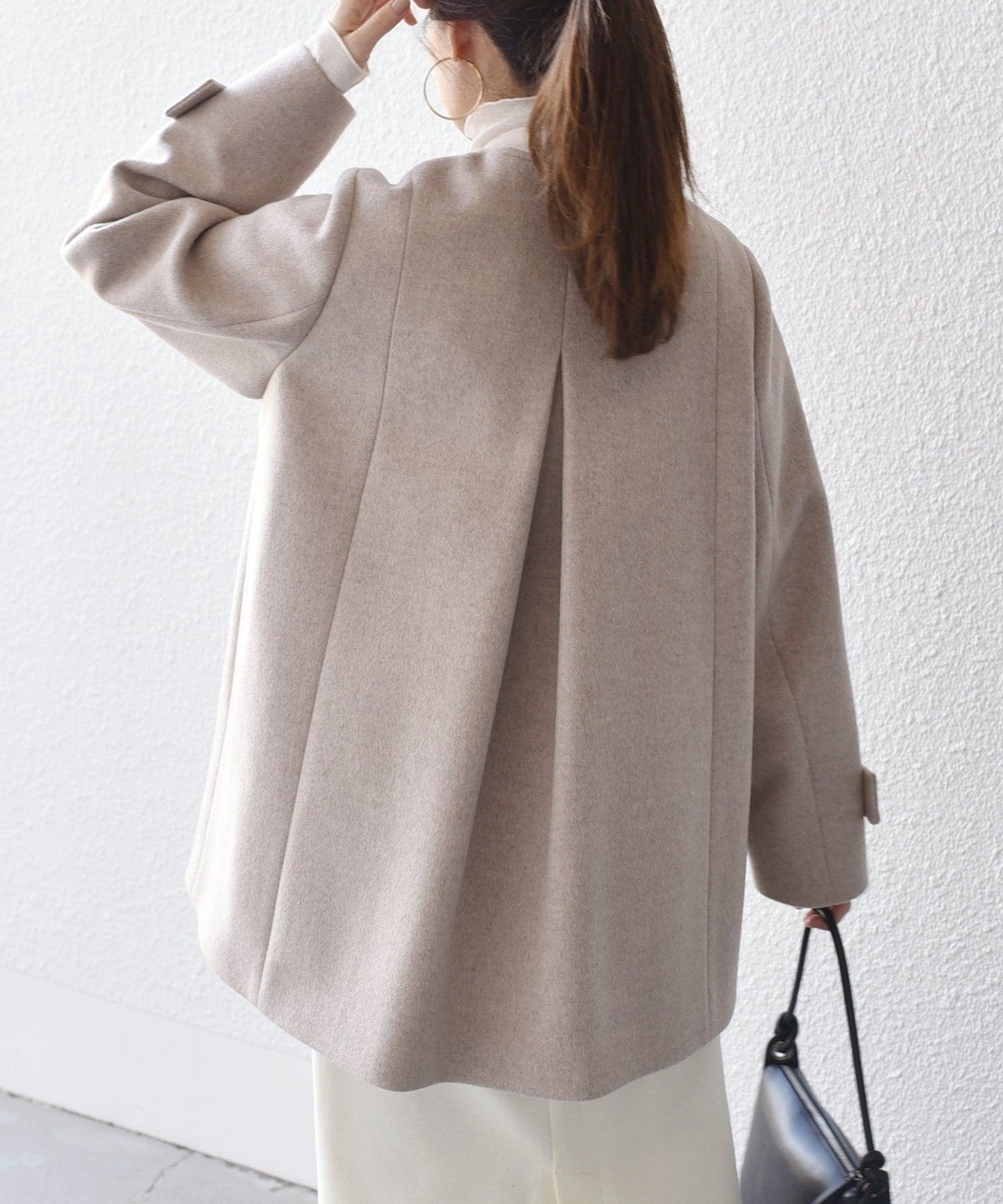 SUPER140ノーカラーAラインPコート