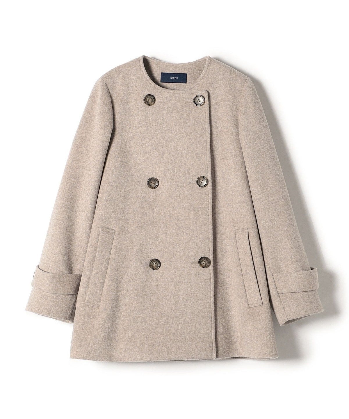 SUPER140ノーカラーAラインPコート