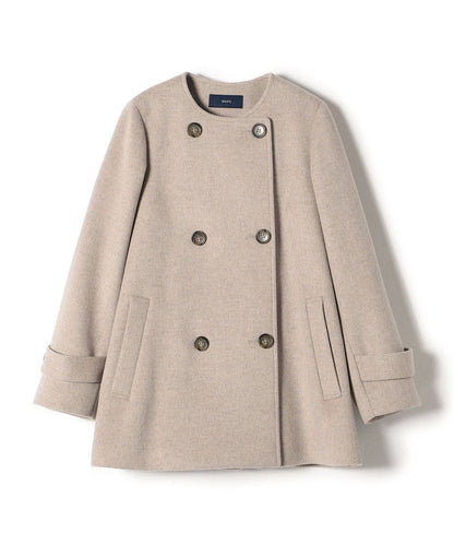 SUPER140ノーカラーAラインPコート