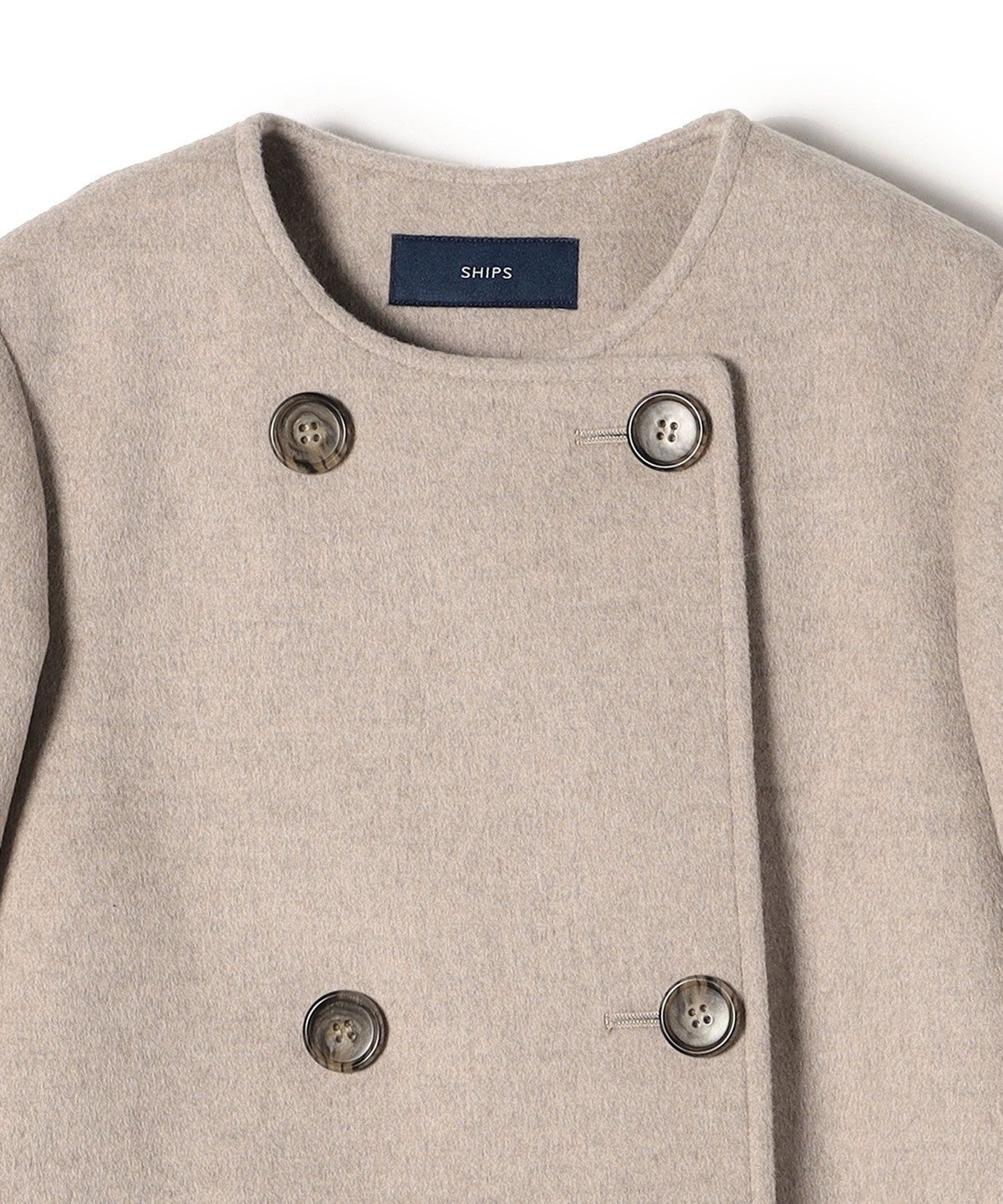 SUPER140ノーカラーAラインPコート