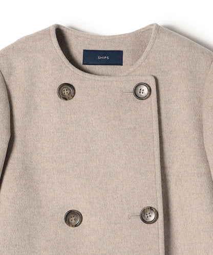 SUPER140ノーカラーAラインPコート