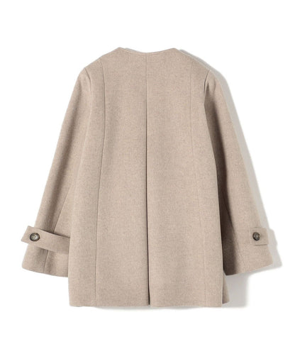 SUPER140ノーカラーAラインPコート