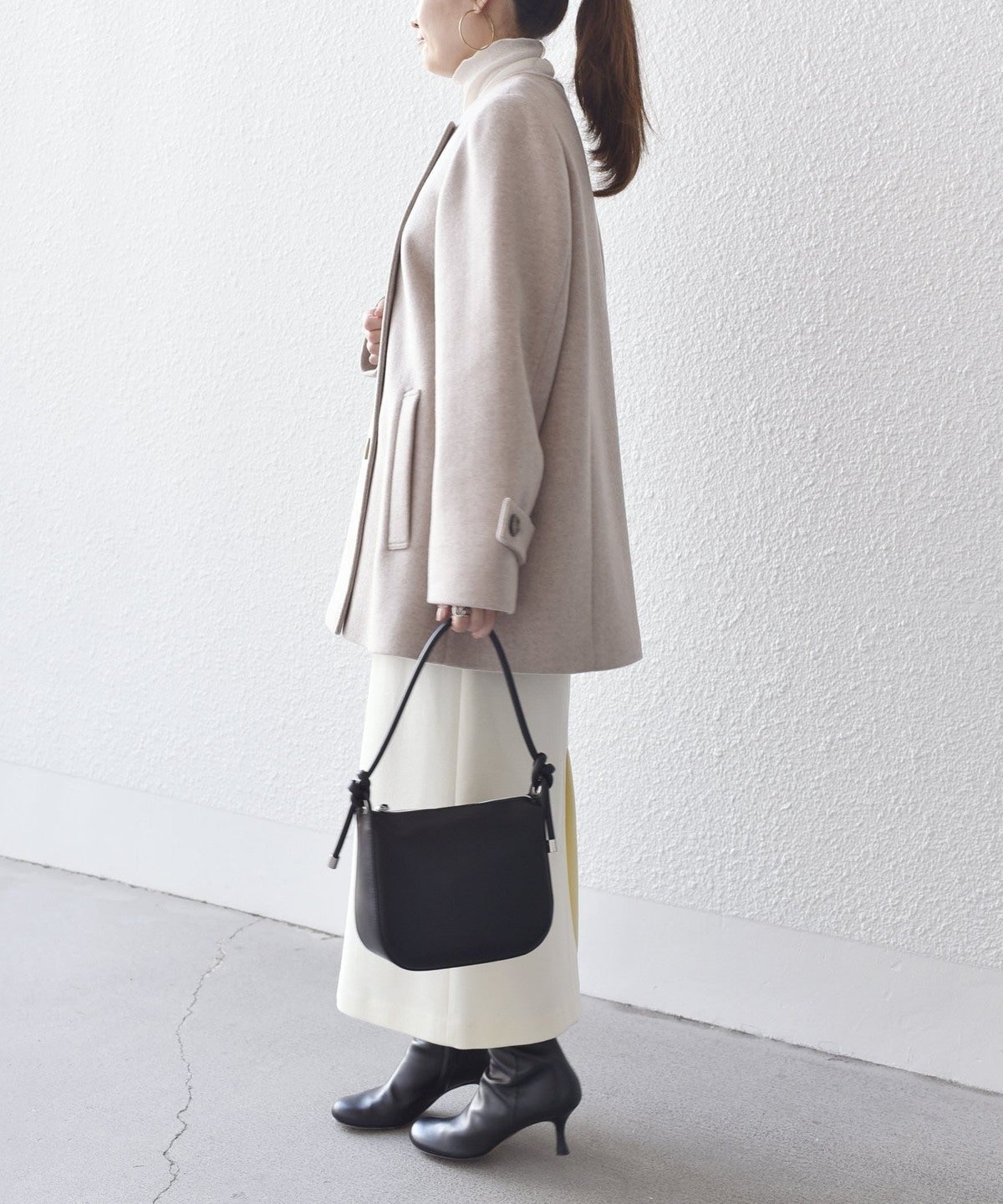 SUPER140ノーカラーAラインPコート