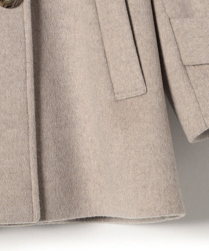 SUPER140ノーカラーAラインPコート