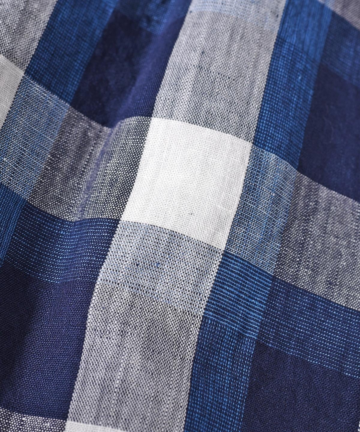 SHIPS: "Shuttle notes" コットン/リネン ナローカラー シャツ