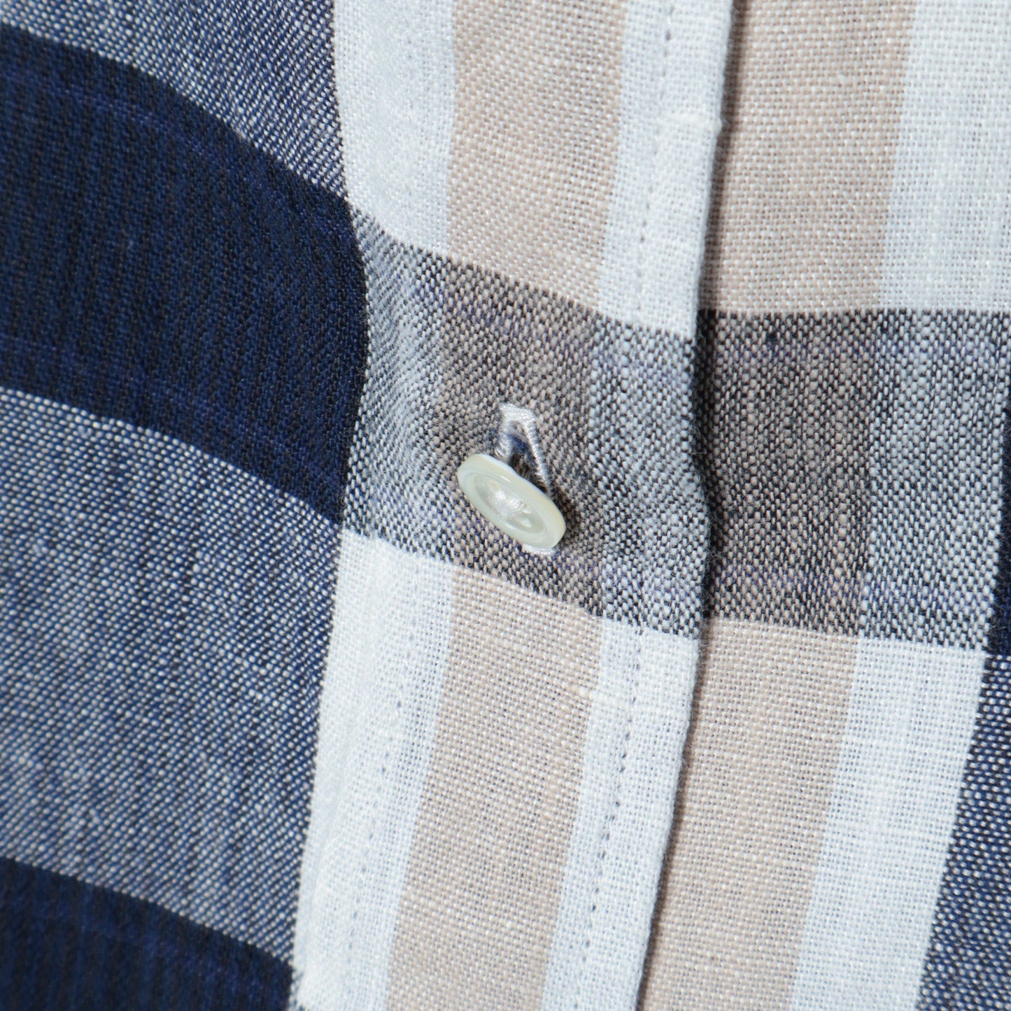 SHIPS: "Shuttle notes" コットン/リネン ナローカラー シャツ