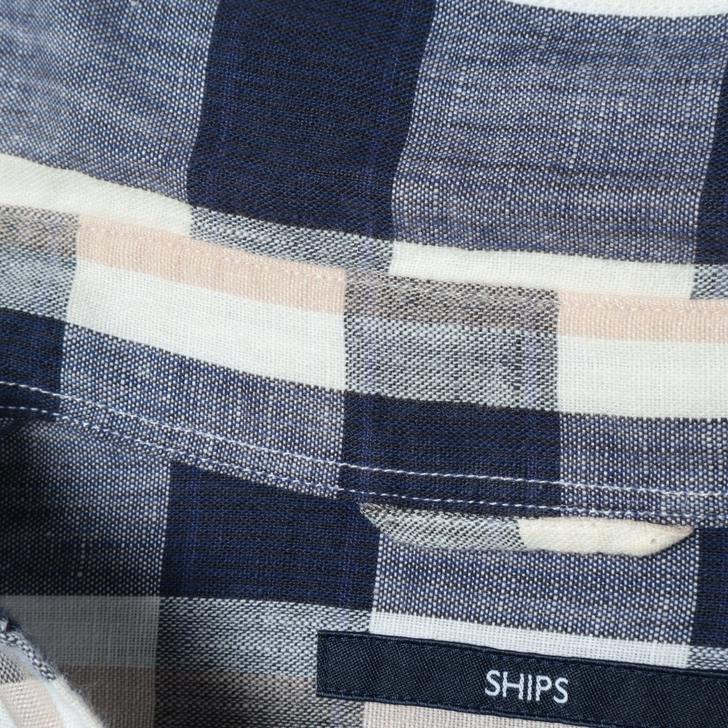 SHIPS: "Shuttle notes" コットン/リネン ナローカラー シャツ
