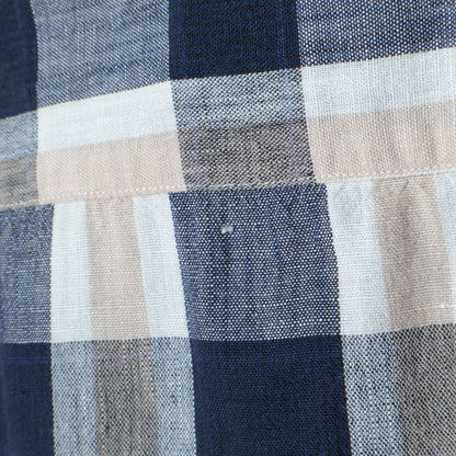 SHIPS: "Shuttle notes" コットン/リネン ナローカラー シャツ