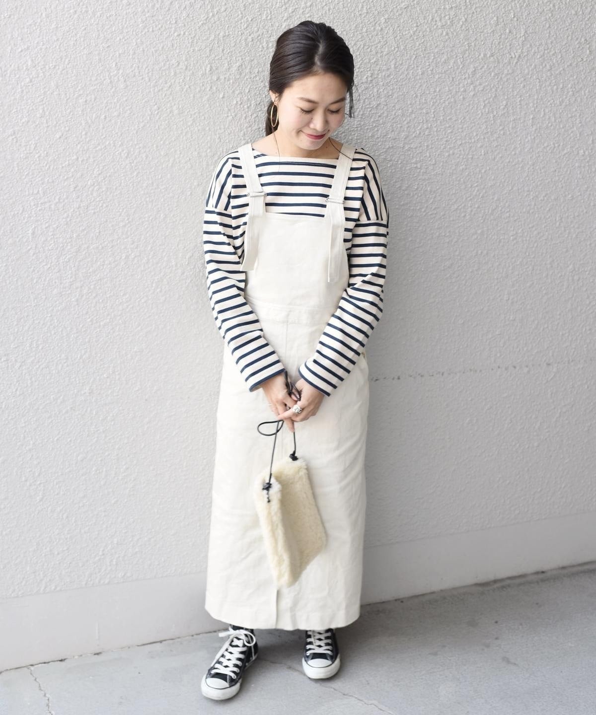 liflattie ships:ドリルストレッチジャンパースカート