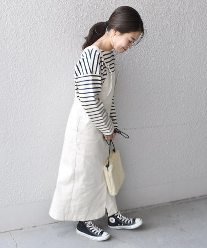 liflattie ships:ドリルストレッチジャンパースカート