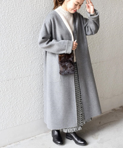 liflattie ships:ソリッド×チェックリバーシブルコート