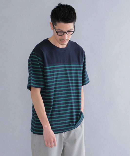 SHIPS: ワッフル パネル ボーダー Tシャツ