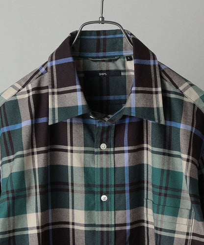 SHIPS: 綿ビエラ ビッグチェック レギュラーカラーシャツ