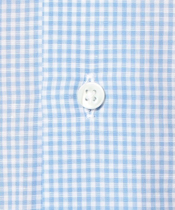 Made in Italy: コットン/リネン ギンガムチェック ワイドカラーシャツ