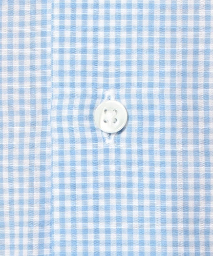 Made in Italy: コットン/リネン ギンガムチェック ワイドカラーシャツ