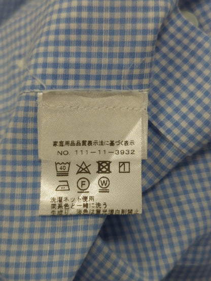 Made in Italy: コットン/リネン ギンガムチェック ワイドカラーシャツ