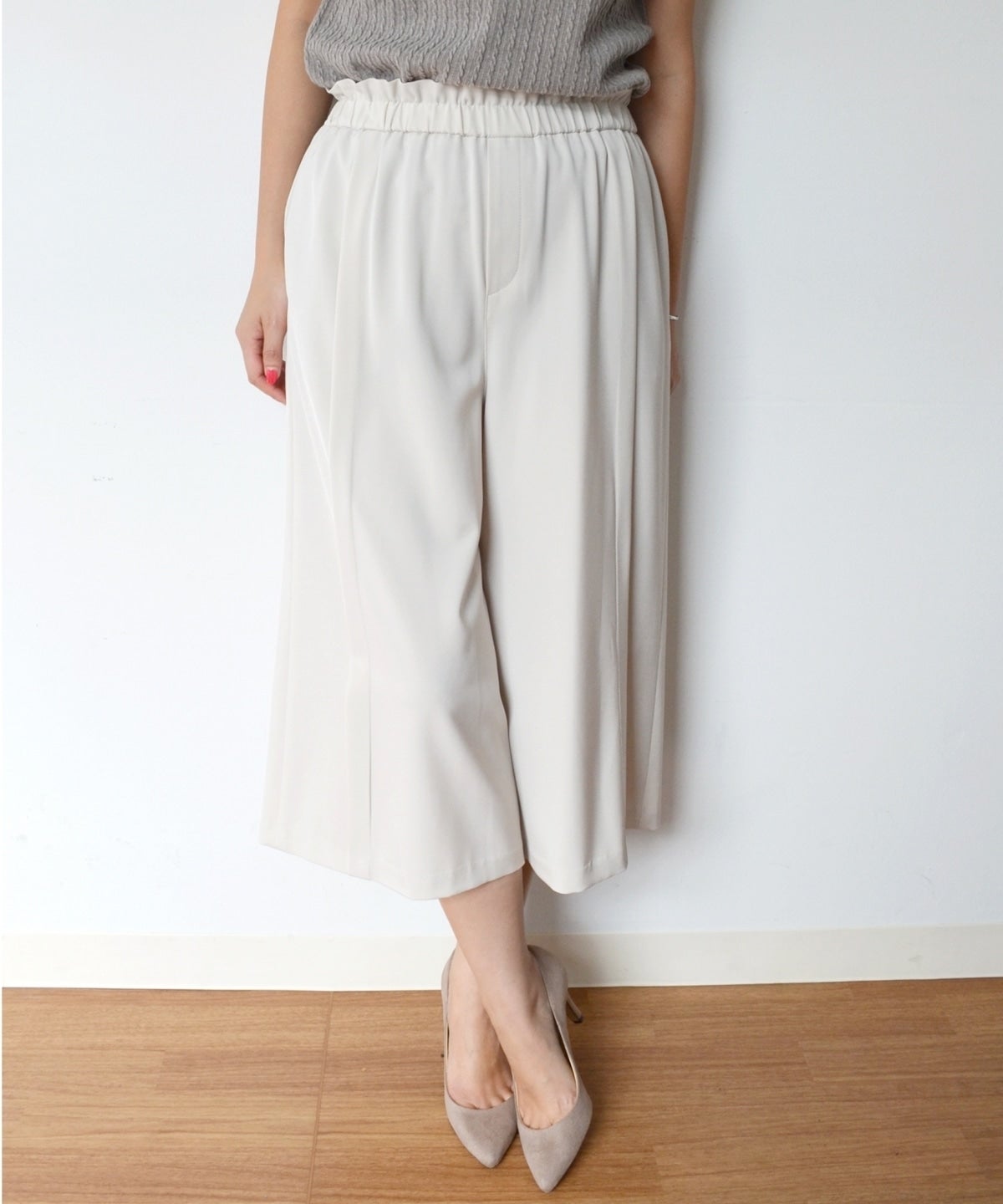 【手洗い可能】ワイドクロップドパンツ