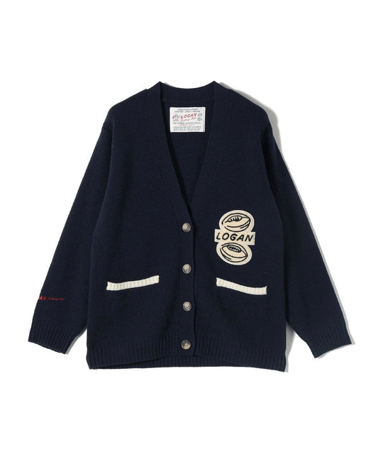 【SHIPS別注】LOGAN KNITTING MILLS: Vネック パッチ カーディガン